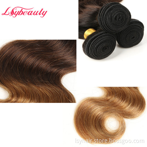 Colored Hair Weaves with Frontal Cheap Low Price Three Tone Ombre Human Hair Weave 3 Bundles Brazilian Hair Ombre 1B 4 27 >=20%